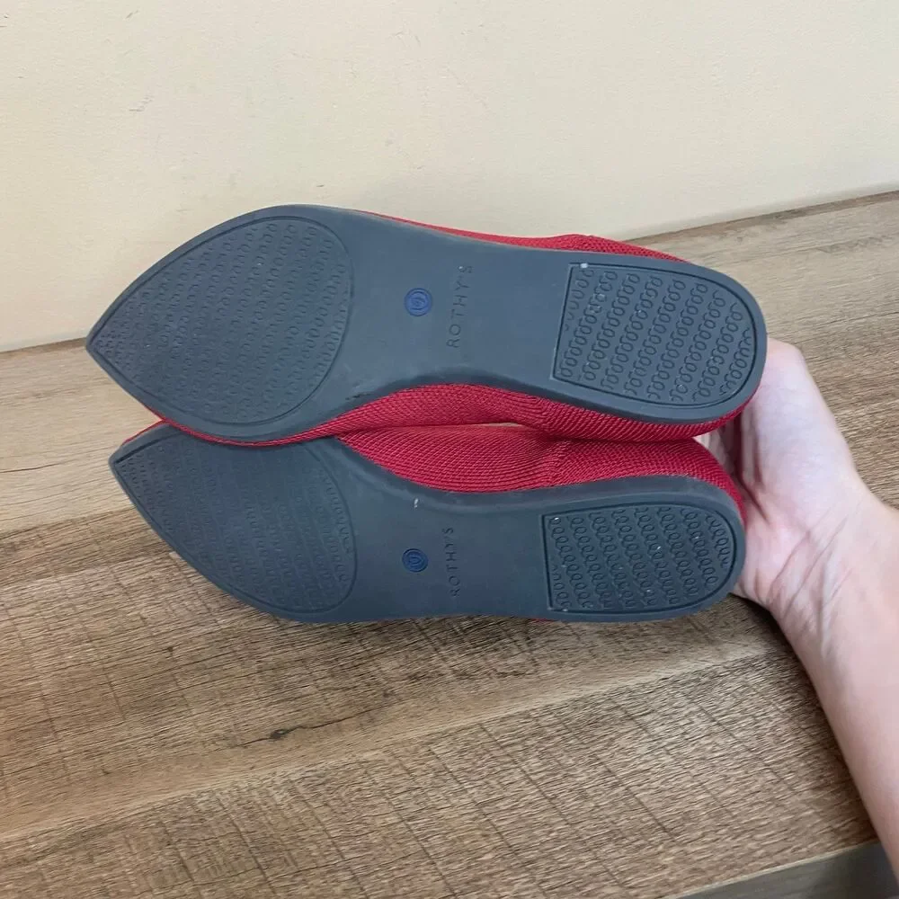 Rothy's "The Point" Pointed Toe chili Red Slip On ballerina Flats Shoes 9 - Picture 7 of 8